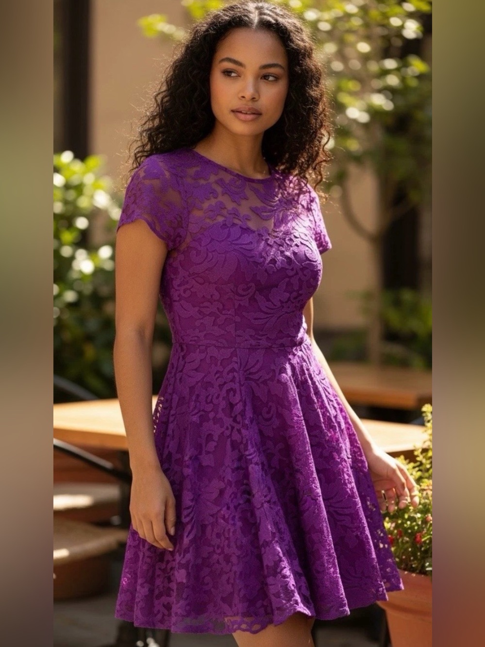 TED BAKER LONDON DRESS SZ 0 MAGENTA CAREE DEEP LACE FLORAL ROMANTIC GARDEN PARTY